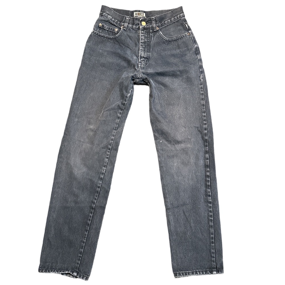 Y2K REQUEST JEANS women's black high rise slim straight jeans, 28".